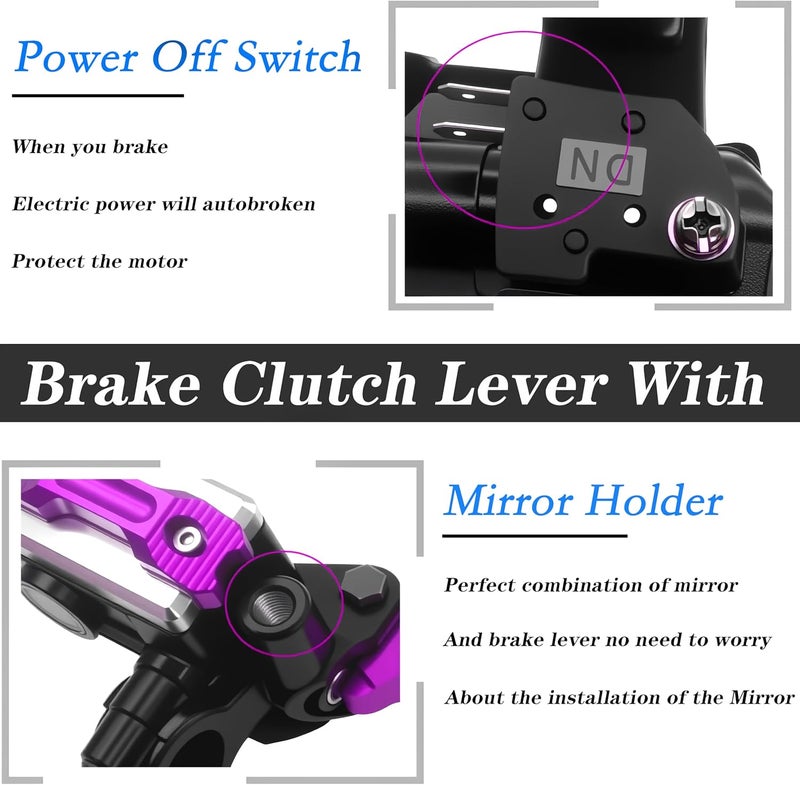 JXPANG أسطوانة فرامل مقبض دراجة نارية عالمي 7/8" 22 مم مع ذراع القابض CNC مجموعة يسار ويمين متوافقة مع هارلي هوندا كاواساكي سوزوكي ياماها (قطر المكبس 12.7 مم (أرجواني)) - Image 2